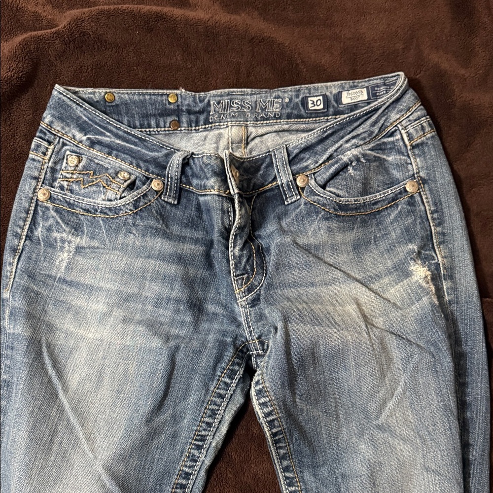 Miss Me Women's Distressed Blue Boot Cut Jeans